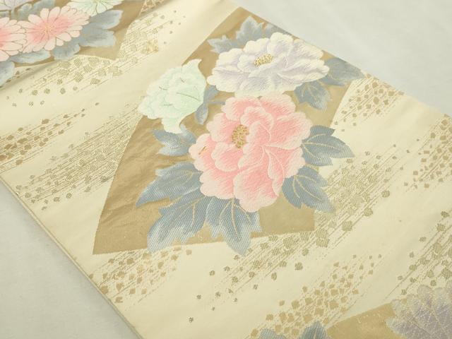 平和屋本店▼六通柄袋帯 唐織 草花文 純絵箔貮拾四金 正絹 逸品 DABI1246sf