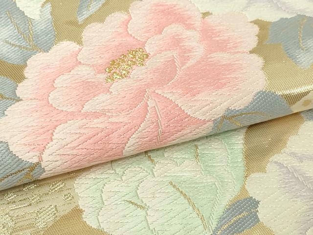 平和屋本店▼六通柄袋帯 唐織 草花文 純絵箔貮拾四金 正絹 逸品 DABI1246sf