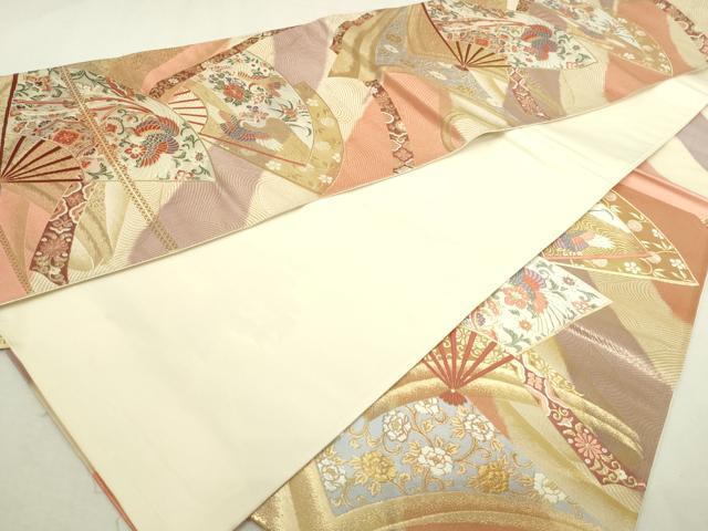 平和屋本店▼西陣 六通柄袋帯 正倉院扇面文 全面本金箔24K使用 証紙付き 正絹 逸品 DABI1247sf
