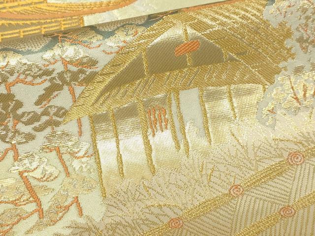 平和屋本店▼六通柄袋帯 鹿苑寺庭園 本金箔24K 正絹 逸品 DABI1249sf