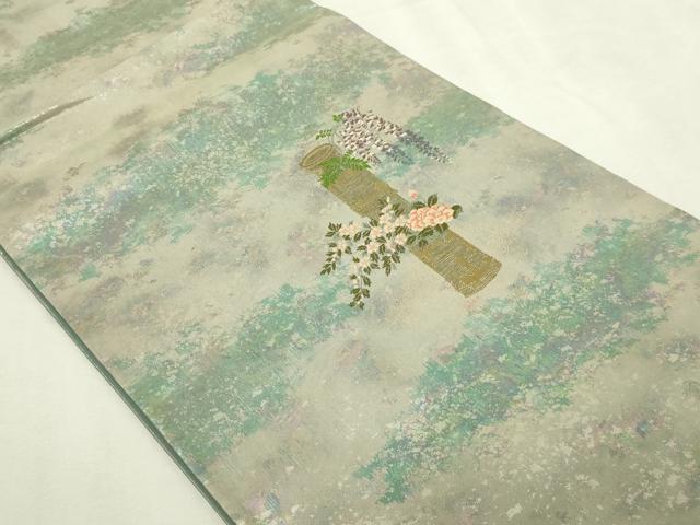 平和屋本店▼太鼓柄袋帯 花遊美 本金箔 正絹 逸品 DABI1256sf