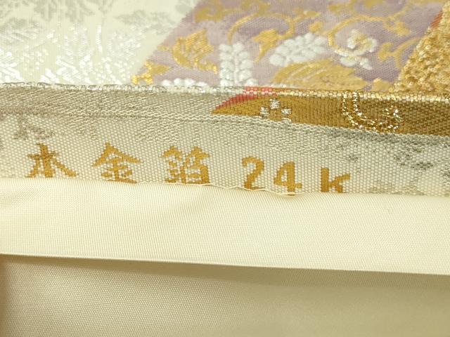 平和屋本店▼六通柄袋帯 更紗花文 本金箔24K 正絹 逸品 DABI1258sf