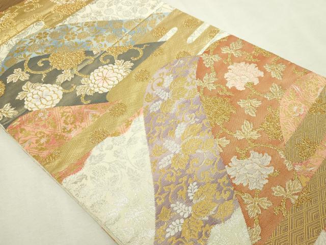 平和屋本店▼六通柄袋帯 更紗花文 本金箔24K 正絹 逸品 DABI1258sf