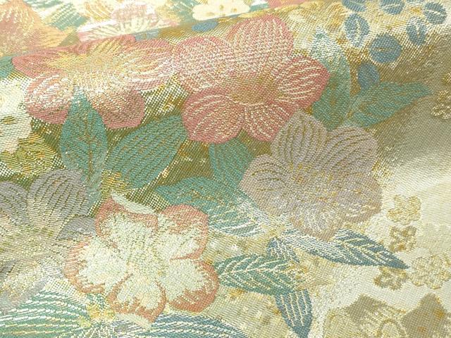 平和屋本店▼六通柄袋帯 草花文 本金箔 正絹 逸品 DABI1269sf