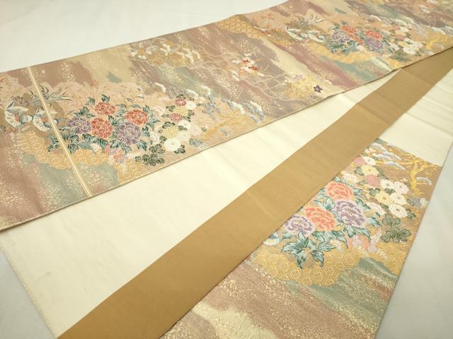 平和屋本店▼六通柄袋帯 道長鴛鴦文 九百本金弐重箔 正絹 逸品 DABI1270sf