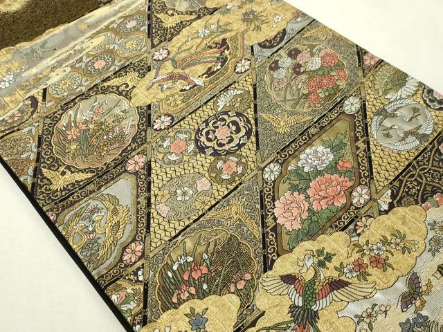 平和屋本店▼西陣 いづくら謹製 六通柄袋帯 鳳凰花鳥文 本金箔 証紙付き 正絹 逸品 DABI1277sf