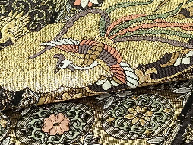 平和屋本店▼西陣 いづくら謹製 六通柄袋帯 鳳凰花鳥文 本金箔 証紙付き 正絹 逸品 DABI1277sf