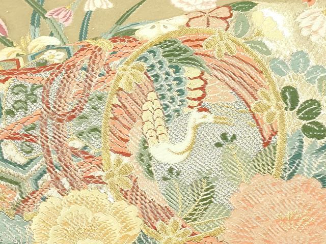 平和屋本店▼六通柄袋帯 唐織 延寿慶祥文 九百本金弐重織 正絹 逸品 DABI1288sf