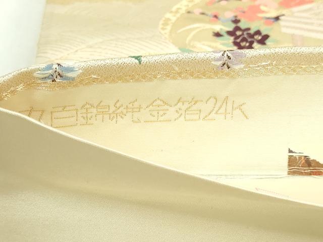 平和屋本店▼六通柄袋帯 唐織 九百錦 風景草花文 純金箔24k 正絹 逸品 DABI1306sf