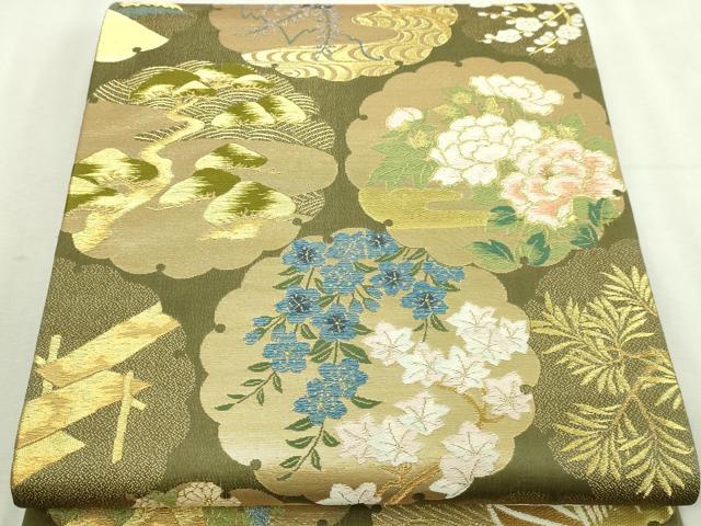 平和屋本店▼六通柄袋帯 粋峰琳派 本金箔 正絹 逸品 DABI1310sf