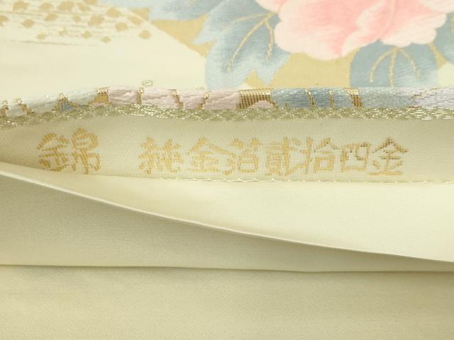 平和屋本店▼六通柄袋帯 唐織 地紙草花文 純金箔貮拾四金 正絹 逸品 DABI1311sf