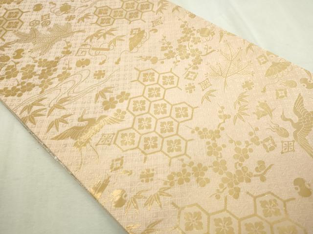 平和屋本店▼両面 全通柄袋帯 花蝶丸文 純金箔 正絹 逸品 DABI1314sf