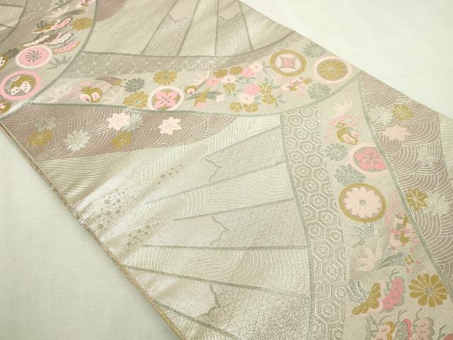 平和屋本店▼両面 全通柄袋帯 花蝶丸文 純金箔 正絹 逸品 DABI1314sf