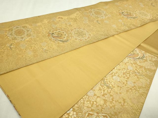 平和屋本店▼六通柄袋帯 草花華文 本金箔 正絹 逸品 DABI1321sf