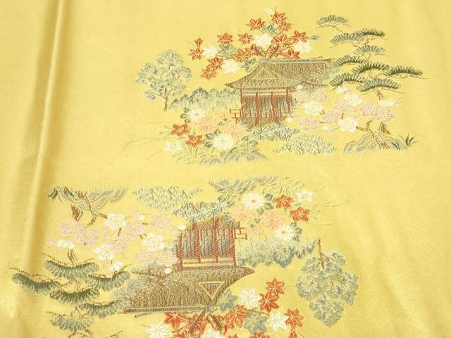 平和屋本店●太鼓柄袋帯 飛鶴花文 金泥箔 正絹 逸品 DABI1323sf