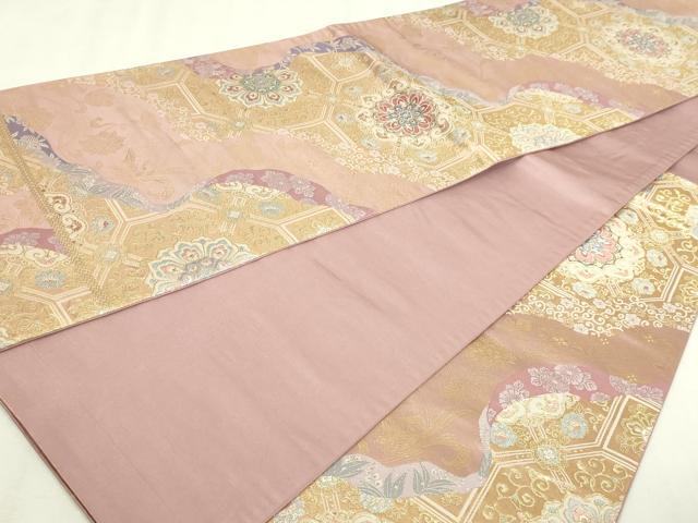 平和屋本店▼六通柄袋帯 蜀江錦金彩文 本金箔 正絹 逸品 DABI1333sf