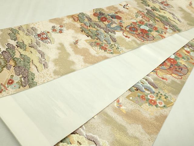 平和屋本店▼全通柄袋帯 桃山宝華松文 本金箔二重 正絹 逸品 DABI1339sf