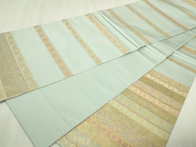 平和屋本店▼六通柄袋帯 利休裂間道 本金箔 正絹 逸品 DABI1346sf