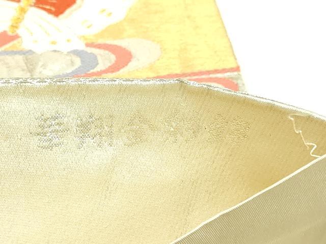 平和屋着物▼六通柄袋帯 華翔金彩錦 花蝶文 創美彩箔 正絹 逸品 DABI1351sf