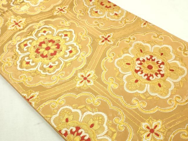 平和屋本店▼六通柄袋帯 正倉院花文 本金箔 正絹 逸品 DABI1369sf