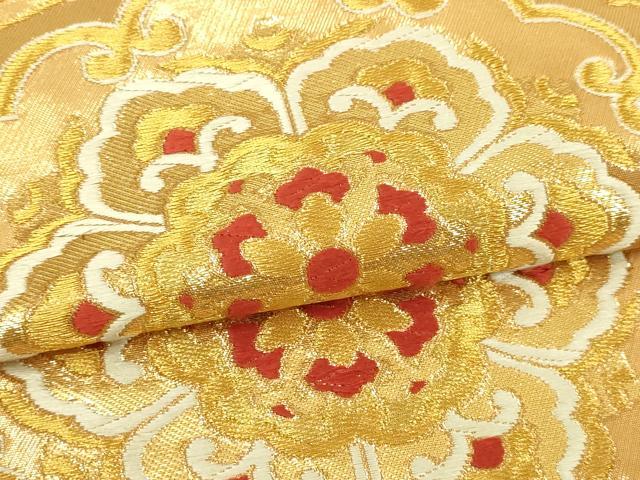 平和屋本店▼六通柄袋帯 正倉院花文 本金箔 正絹 逸品 DABI1369sf