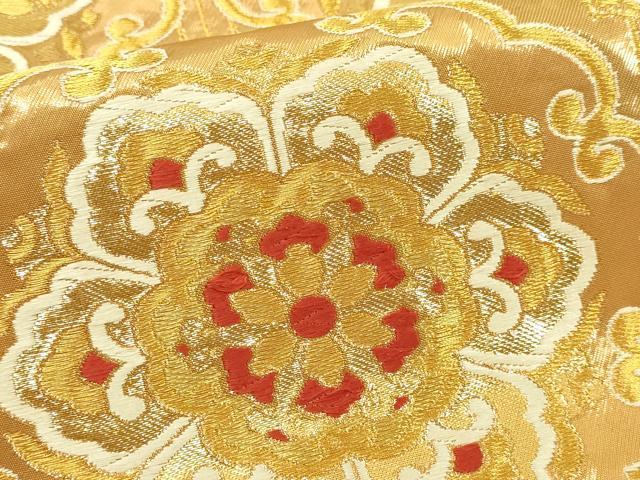 平和屋本店▼六通柄袋帯 正倉院花文 本金箔 正絹 逸品 DABI1369sf