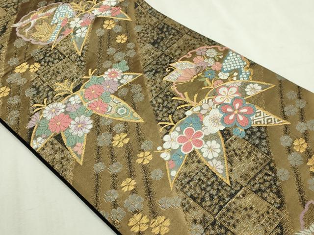 平和屋本店▼六通柄袋帯 唐織 歌雅 本金二重箔 正絹 逸品 DABI1373sf