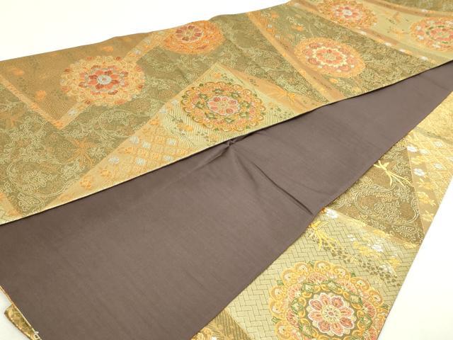 平和屋本店▼六通柄袋帯 正倉院花文 純金二重箔 正絹 逸品 DABI1380sf