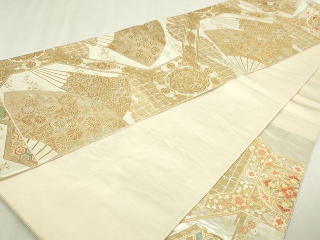平和屋本店▼六通柄袋帯 蜀甲桃山四季花鳥 弐拾四金箔 正絹 逸品 DABI1401sf