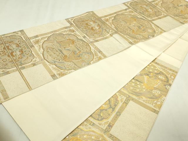 平和屋本店▼六通柄袋帯 唐華孔雀文様 純金二重箔24K 正絹 逸品 DABI1404sf