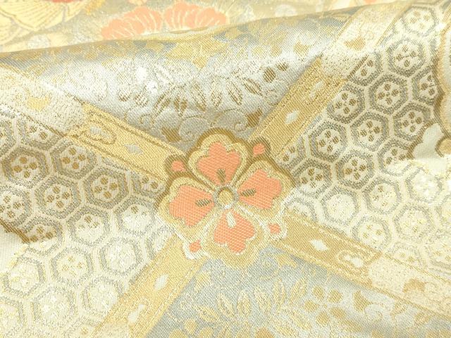 平和屋本店▼六通柄袋帯 天平瑞鳥華文 24k 二重箔 正絹 逸品 DABI1407sf