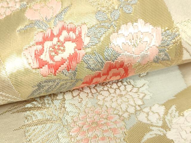 平和屋本店▼九寸名古屋帯 唐織 花鳥文 本金箔 正絹 逸品 DABI1409sf