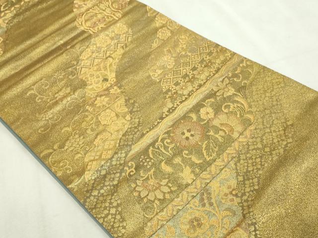 平和屋本店▼六通柄袋帯 更紗花文 本金箔 正絹 逸品 DABI1420sf