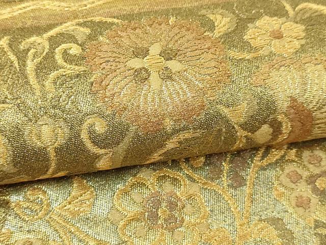 平和屋本店▼六通柄袋帯 更紗花文 本金箔 正絹 逸品 DABI1420sf