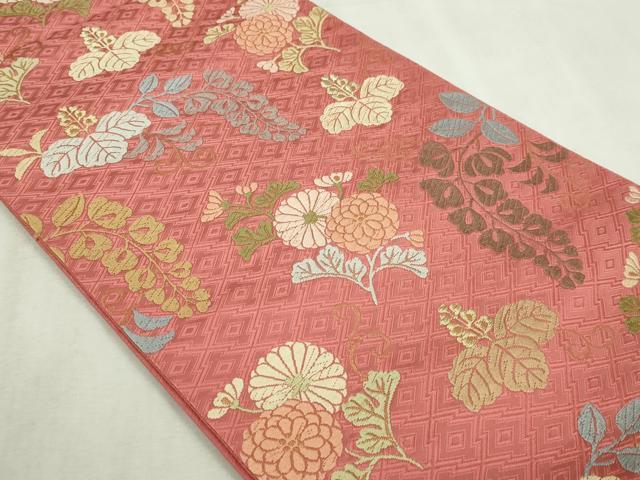 平和屋本店▼六通柄袋帯 唐織 桐藤菊花文 本金箔草木染 正絹 逸品 DABI1427sf