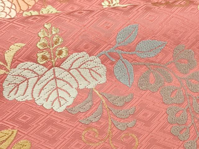 平和屋本店▼六通柄袋帯 唐織 桐藤菊花文 本金箔草木染 正絹 逸品 DABI1427sf