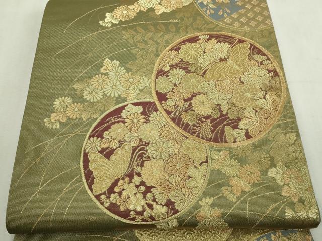 平和屋本店▼六通柄袋帯 本金箔蒔絵 正絹 逸品 DABI1428sf