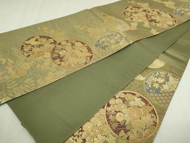 平和屋本店▼六通柄袋帯 本金箔蒔絵 正絹 逸品 DABI1428sf