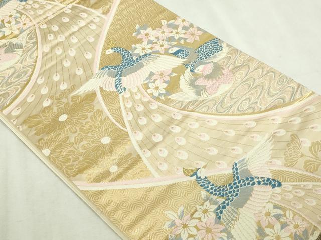 平和屋本店▼六通柄袋帯 唐織 花鳥遊生文 本金箔 正絹 逸品 DABI1429sf