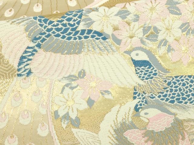平和屋本店▼六通柄袋帯 唐織 花鳥遊生文 本金箔 正絹 逸品 DABI1429sf