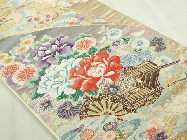平和屋本店▼六通柄袋帯 唐織 九百錦 献華の文様 24K本金箔 正絹 逸品 DABI1432sf