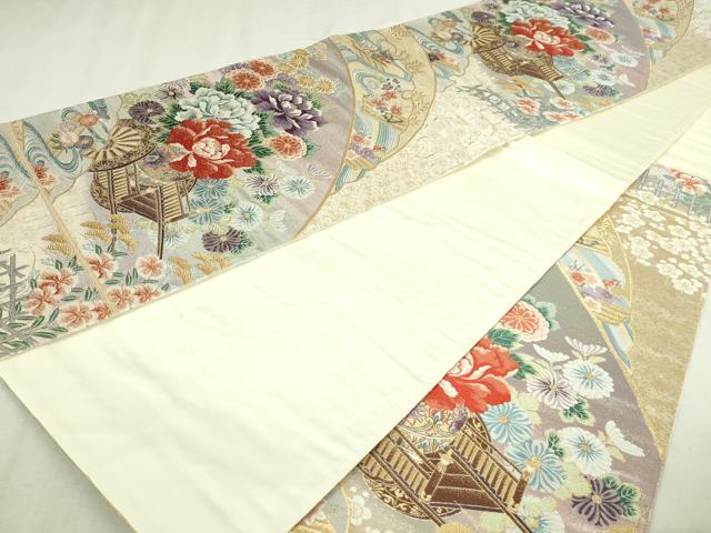 平和屋本店▼六通柄袋帯 唐織 九百錦 献華の文様 24K本金箔 正絹 逸品 DABI1432sf