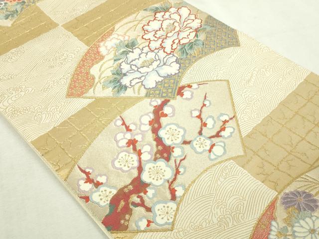 平和屋本店▼六通柄袋帯 地紙花文 本金箔 正絹 逸品 DABI1437sf