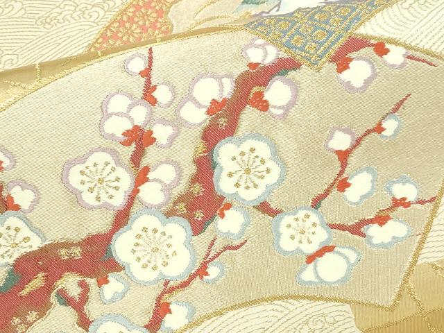 平和屋本店▼六通柄袋帯 地紙花文 本金箔 正絹 逸品 DABI1437sf