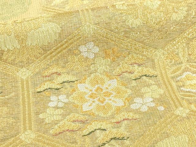 平和屋本店▼両面 六通柄袋帯 亀甲吉祥文 本金箔 開き仕立て 正絹 逸品 DABI1440sf