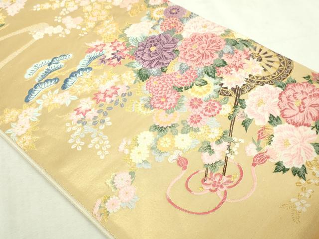 平和屋本店▼六通柄袋帯 唐織 錦織加賀 花車文 本金箔 正絹 逸品 DABI1443sf