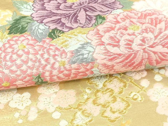 平和屋本店▼六通柄袋帯 唐織 錦織加賀 花車文 本金箔 正絹 逸品 DABI1443sf
