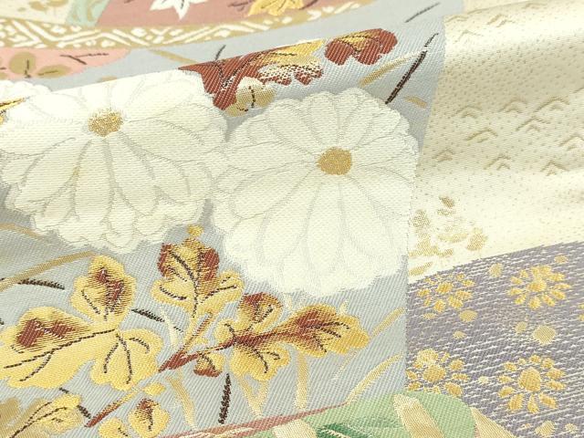 平和屋本店▼六通柄袋帯 光琳地地紋文 本金箔 正絹 逸品 DABI1445sf