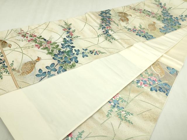 平和屋本店▼佐賀錦 六通柄袋帯 唐織 花鳥文 純金箔 三越扱い 正絹 逸品 DABI1451sf