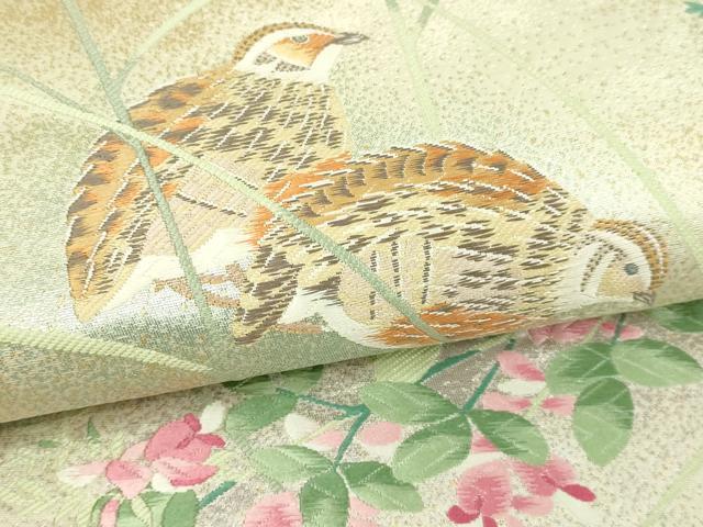 平和屋本店▼佐賀錦 六通柄袋帯 唐織 花鳥文 純金箔 三越扱い 正絹 逸品 DABI1451sf